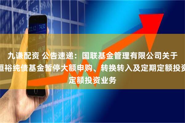 九谦配资 公告速递：国联基金管理有限公司关于国联恒裕纯债基金暂停大额申购、转换转入及定期定额投资业务
