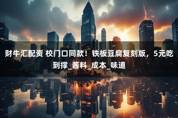 财牛汇配资 校门口同款！铁板豆腐复刻版，5元吃到撑_酱料_成本_味道