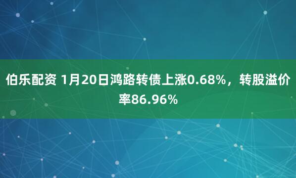 伯乐配资 1月20日鸿路转债上涨0.68%，转股溢价率86.96%
